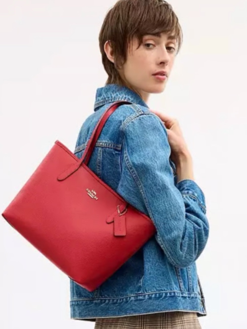 Coach Red Leather Medium City Tote Bag / PRICE FIRM - Picture 4 of 11